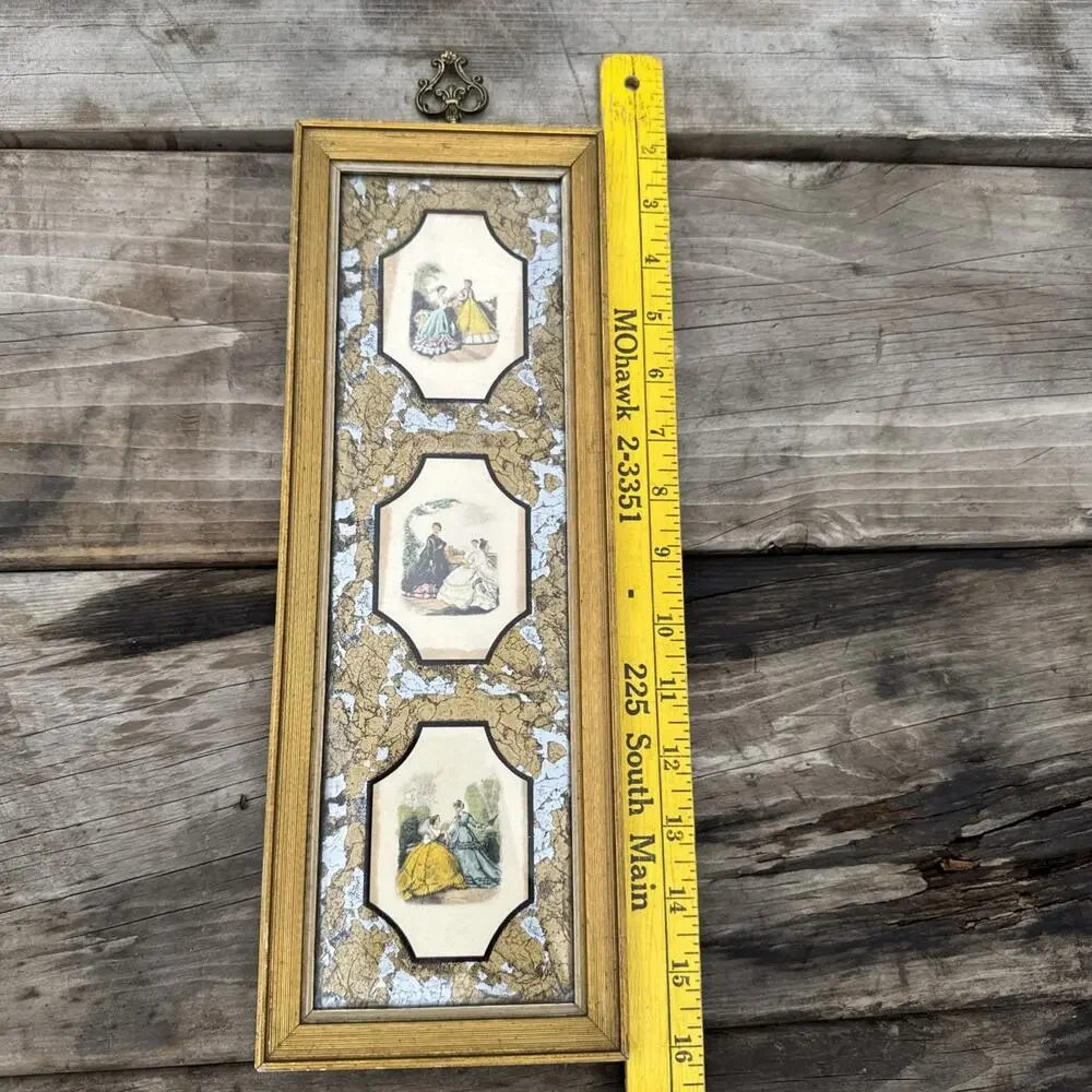Vintage E.A. Riba Co. Gold Frame Victorian Art Hollywood Regency Rectangle NYC